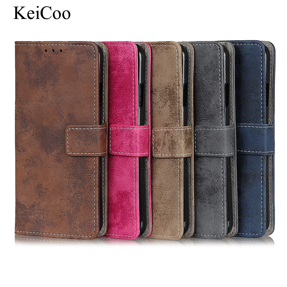 

Vintage Wallet Folding Flip Case with Kickstand Card Slots Magnetic Closure Protective Cover for Wileyfox Spark Plus Swift 2 2X