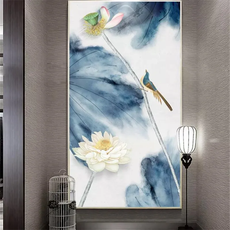 

Lotus porch frameless painting professional production mural factory wholesale wallpaper mural poster photo wall