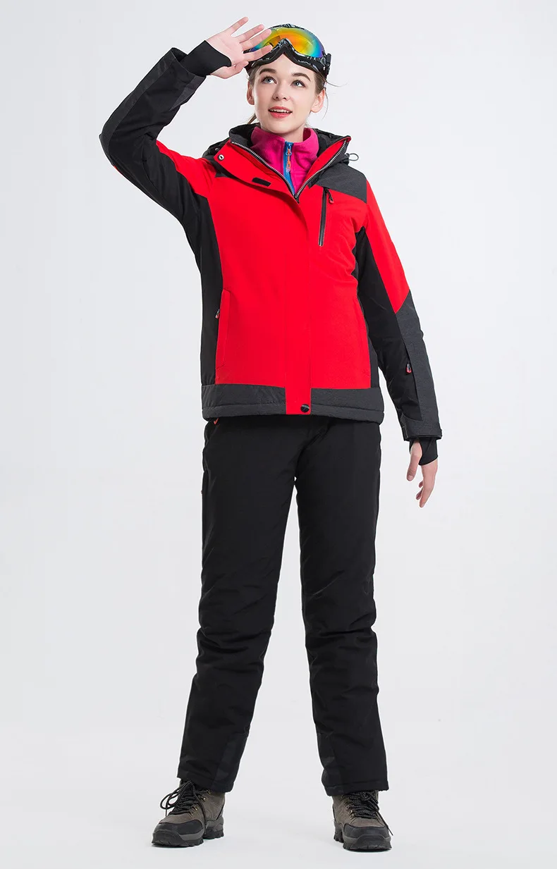 LANLAKA Для женщин лыжный костюм Лыжный Спорт сноуборд куртка брюки ветрозащитные Водонепроницаемый Термальность уличная спортивная одежда супер теплая одежда брюки - Цвет: Color 4