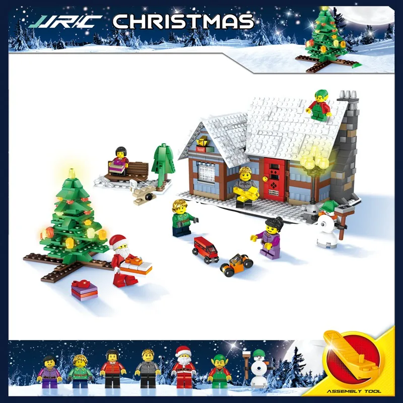 

JJRC Christmas Village Santa Claus Wooden Horse Funny Building Blocks Figures Best Gift Education Present Toys for Kids Children