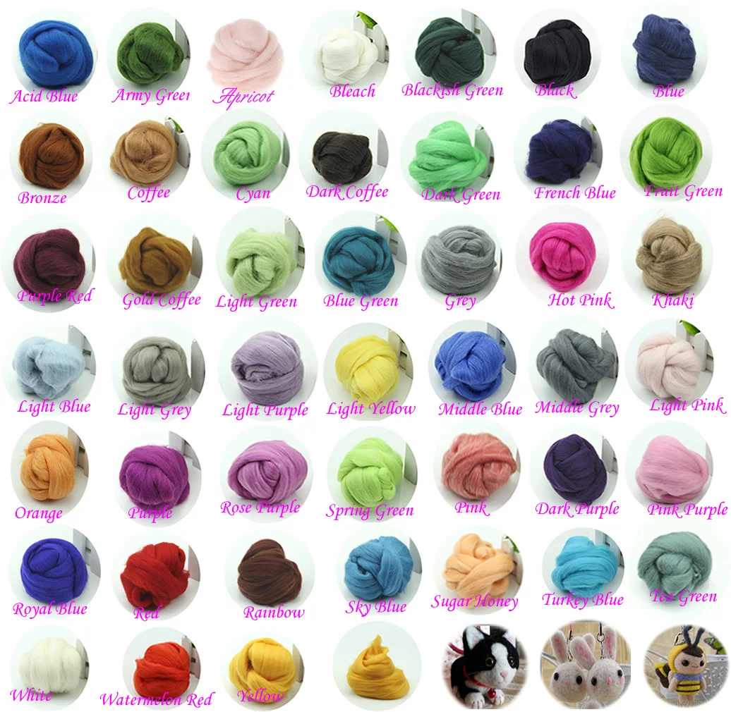 

Fashion Wool Corriedale Needlefelting Top Roving Dyed Spinning Wet Felting Fiber