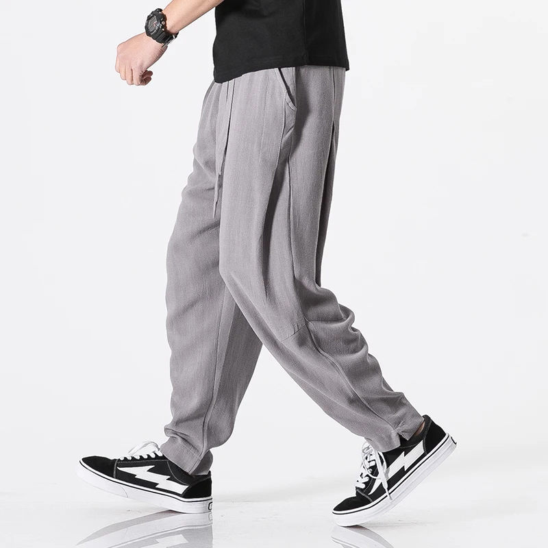 MRDONOO, размер плюс 5XL, хлопковые льняные шаровары, Мужские штаны для бега, мужские брюки, Китайская традиционная одежда K25