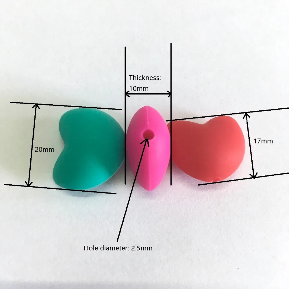 silicone loving heart beads
