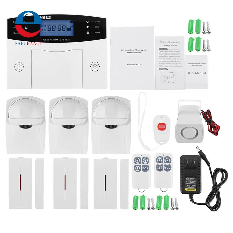 

Wireless LCD GSM Alarm System Home Burglar Security Voice Prompt Infrared Sensor Metal Remote Control Kit SIM SMS Alarm Tools