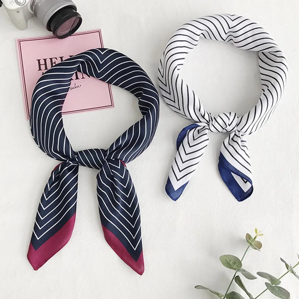 

70*70cm Women Bandanas Multifunction Silk Scarf Satin Small Square Shawls Handle Bag Ribbon Ladies Office Foulard Neckerchief