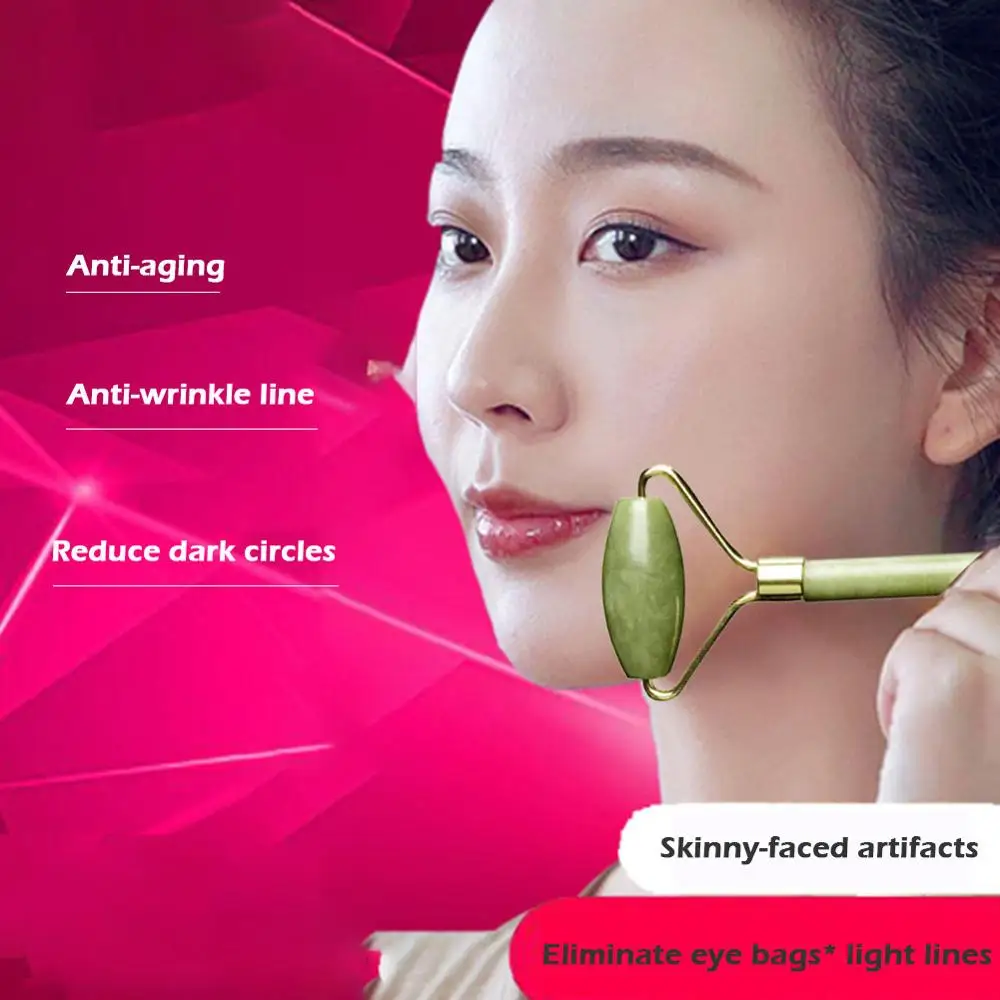Double Head Facial Massage Roller Jade Face Slimming Body Head Neck Device Derma Roller Skin Care Ice Roller Wrinkle Removal
