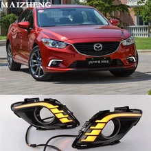 Turning Signal & Dimming style relay 12V LED car DRL daytime running lights with fog lamp hole for Mazda 6 Atenza 2013 2014 2015
