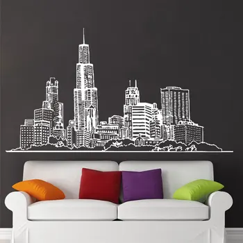 

Wall Decal Sticker Chicago American City Vinyl Home Decor Living Room Children's Bedroom Removable Mural E594