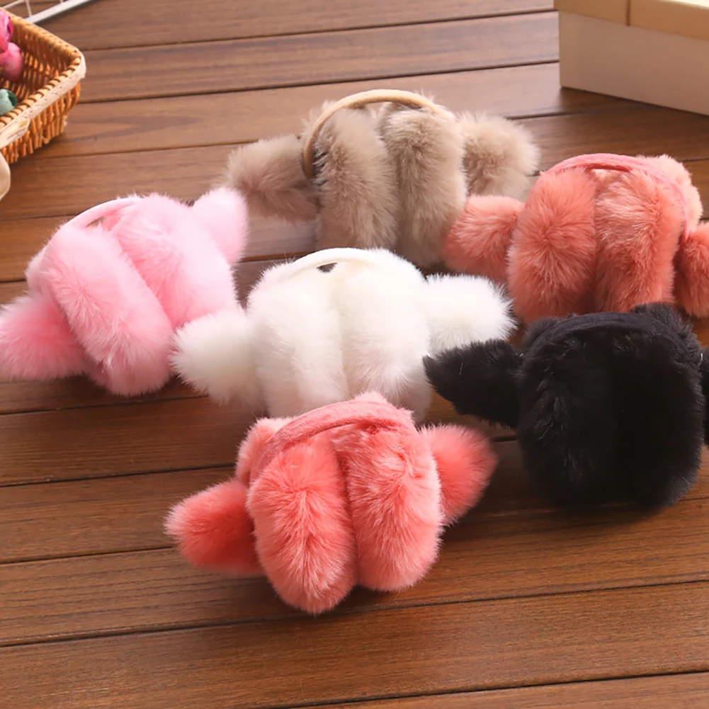 Women Cute Ear Cover Plush Soft Winter Warm Folding Earmuffs Earwarmers