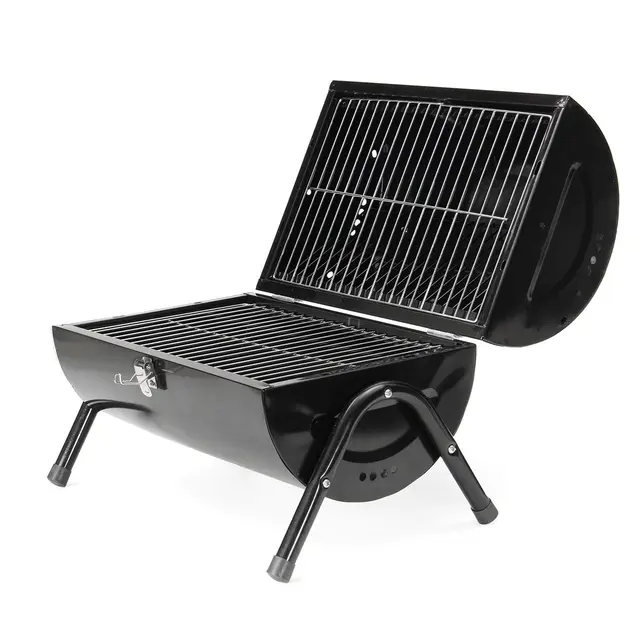 Garden Outdoors Barbecue Grill Barrel Black Portable Bbq Oven Garden Outdoors Barbecue Grill Barrel Black Portable Bbq Oven Folding Cookware Tools Accessories Camping Meat