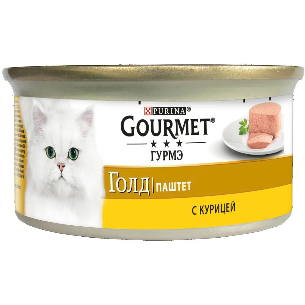 Влажный корм Gourmet® Гурмэ Голд Паштет для кошек с курицей, Банка, 12х85 г