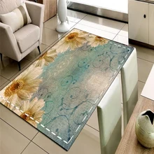 Еще зеленый пол винтажный коричневый Diasy цветы 3d принт Нескользящая микрофибра Гостиная декоративный современный моющийся коврик