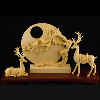

Fair deer Beautiful Christmas gift Chinese animal home decor wall sculpture statue wood ation