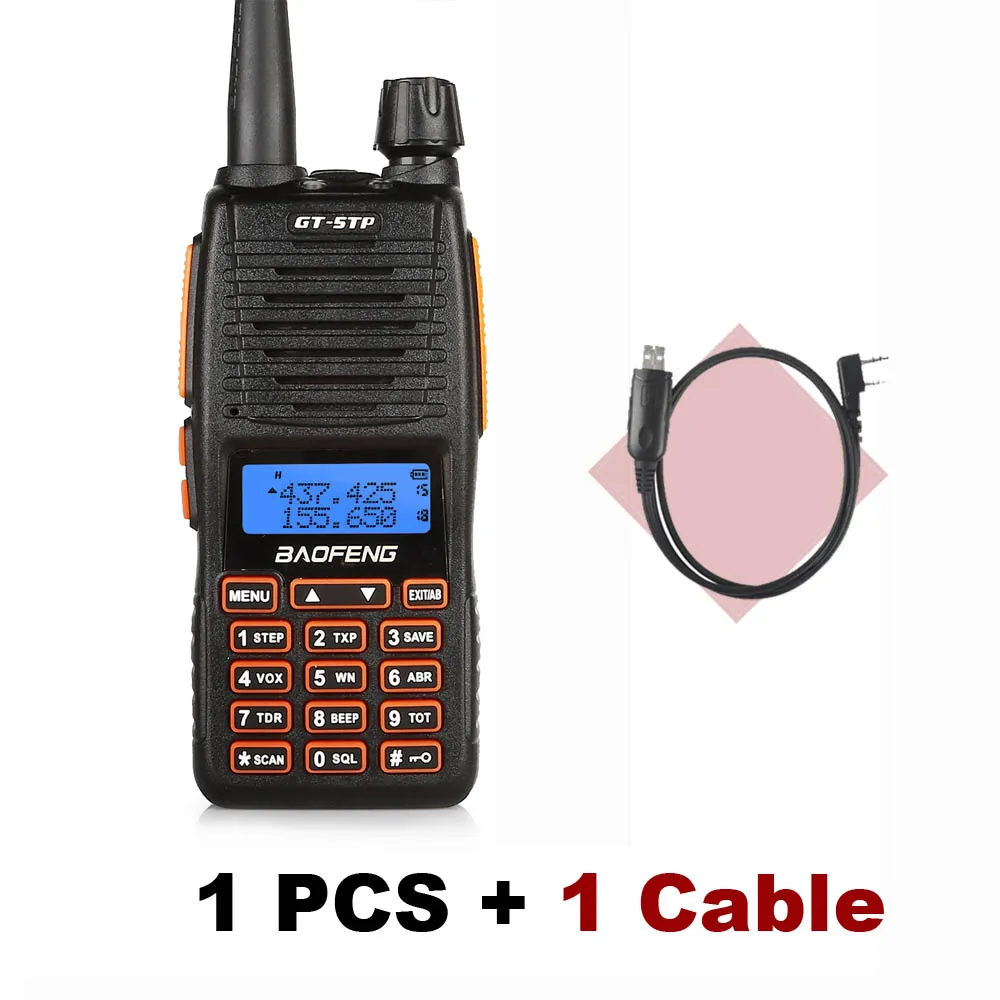 Baofeng GT-5TP Tri-Мощность 1/4/8 Вт Dual Band VHF/UHF 136-174/400-520 МГц двухстороннее радио Ham иди и болтай Walkie Talkie “иди и двойной PTT дизайн GT-5 - Цвет: 1 PCS with Cable