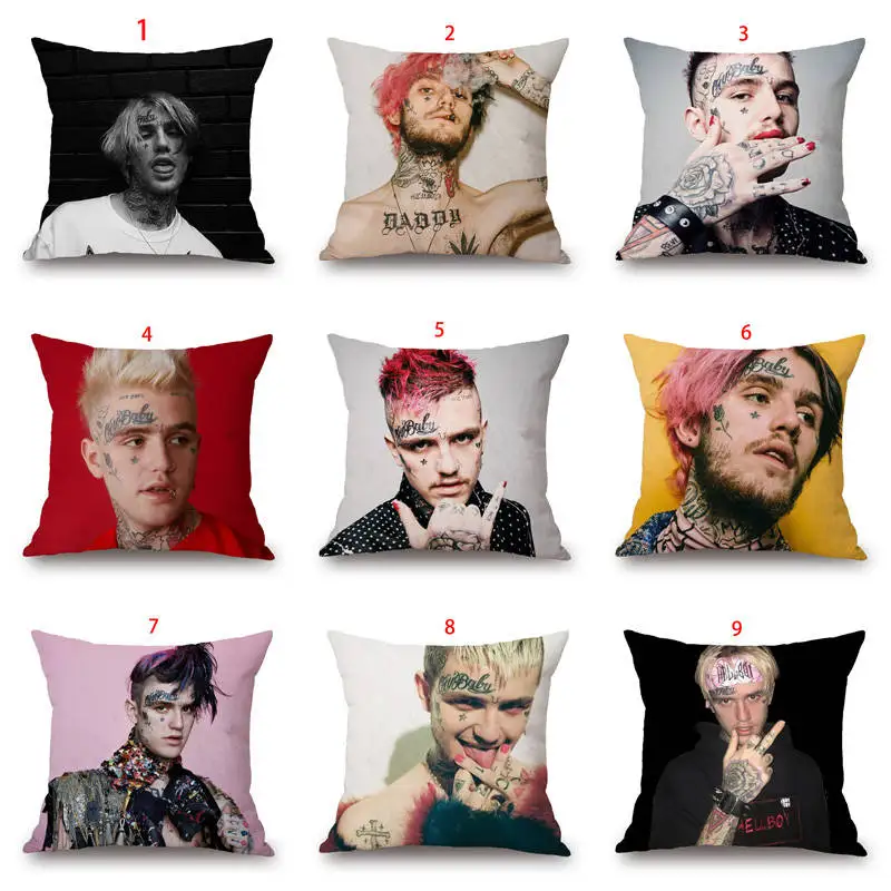 45x45 Lil Peep Home Декоративная льняная наволочка для подушки Pop Singer Print Throw Наволочка