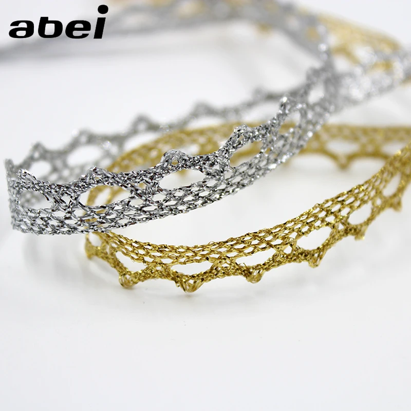 

1cm 10yards Gold Silver Thread Woven Lace Trims Performance Stage Show Clothes Decorive Ribbon DIY Wedding Craft Scrapbooking