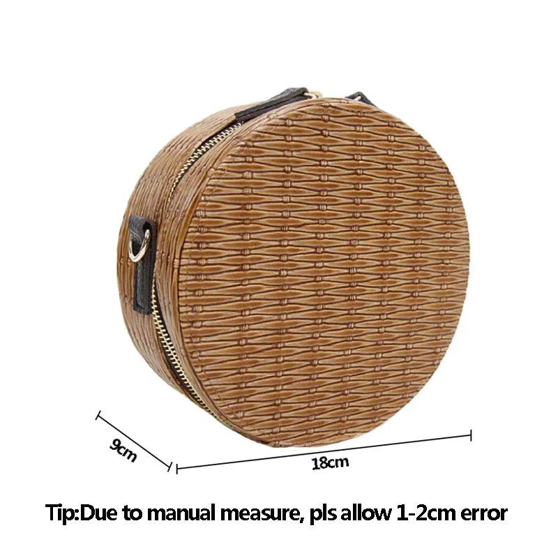 Women Round Straw Bags INS Popular Summer Female Weave Handbag Vintage Rattan Lady Shoulder Bag Travel Knit Circle Bolsa SS3162 (5)