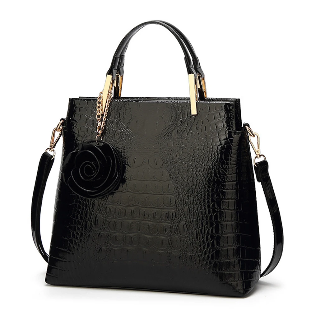 

New PU leather crocodile pattern handbags large bucket shoulder bag leather Women's handbags suitable for banquets
