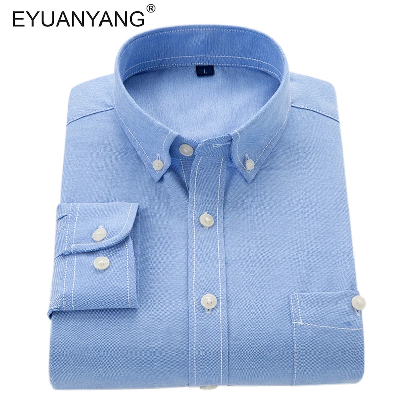 

EYUANYANG Shirt Men Clothing 2018 brand solid Long sleeve shirt men spring casual shirts oxford dress shirt camisa masculina 5XL