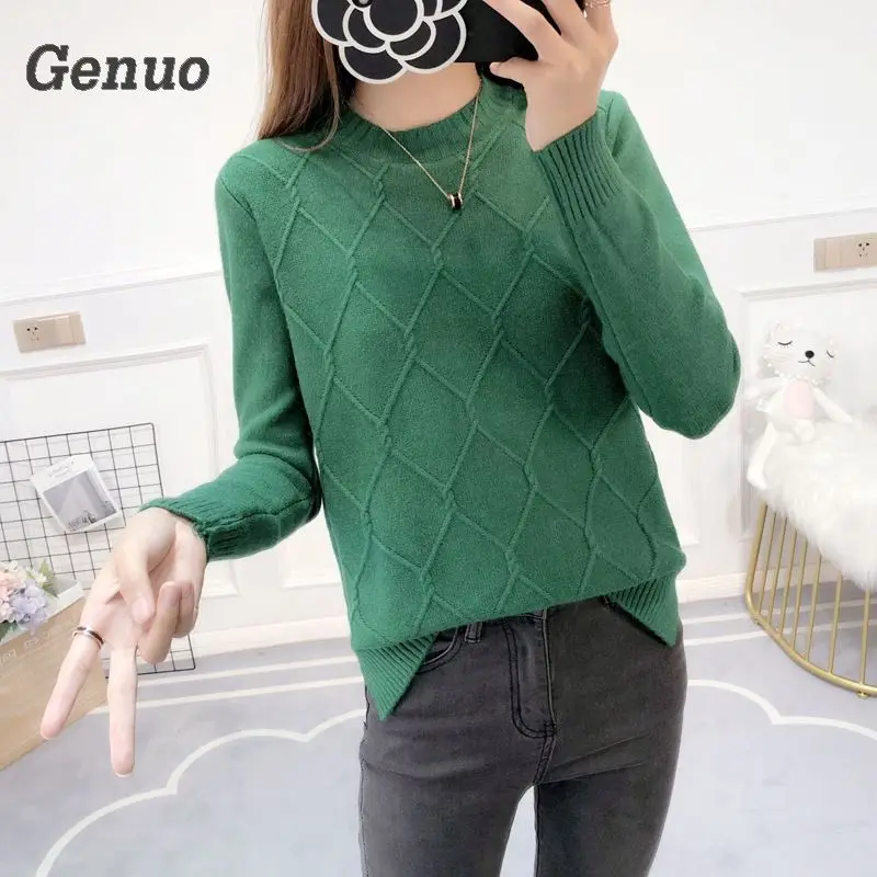 Genuo New Autumn Winter Women Fashion Knitted Pullover Sweaters Ladies Casual Crochet Sweater Female Tops High Quality