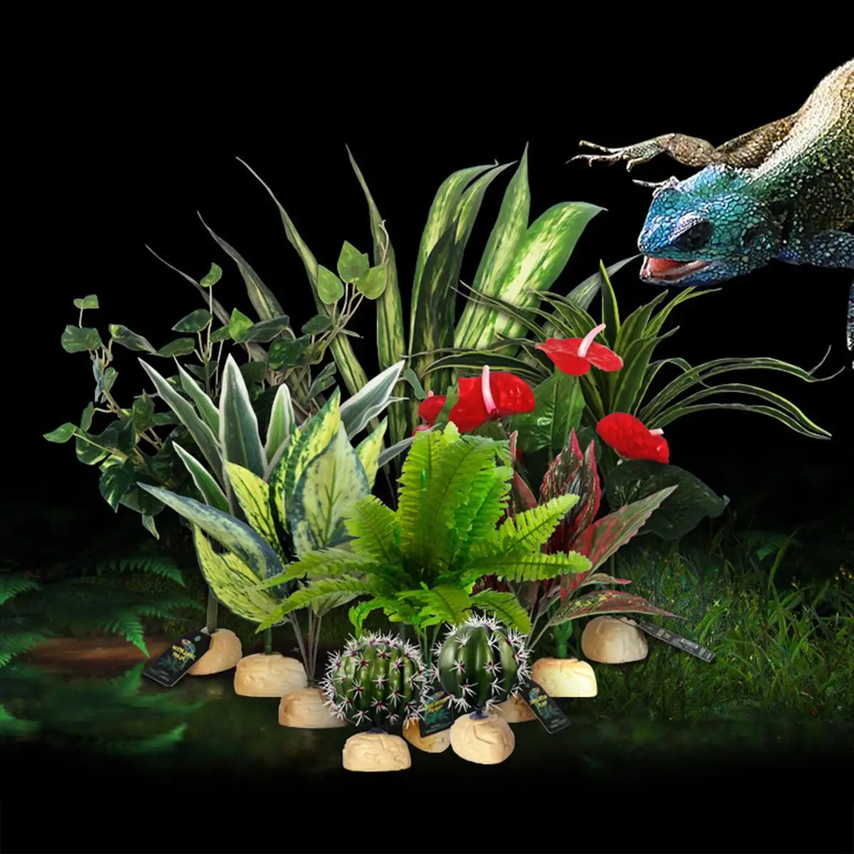 Reptile Artificial Plant Resin for Tortoise Lizard Realistic Cactus