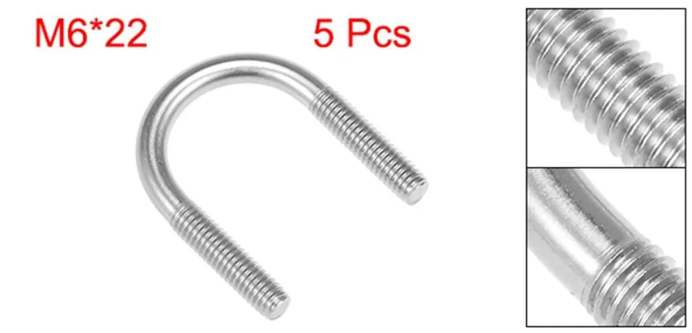 5 шт. M6 304 Нержавеющая сталь u-болты: застежка-липучка для 18/22/27 мм трубы Диаметр для строительства Установка транспортного средства