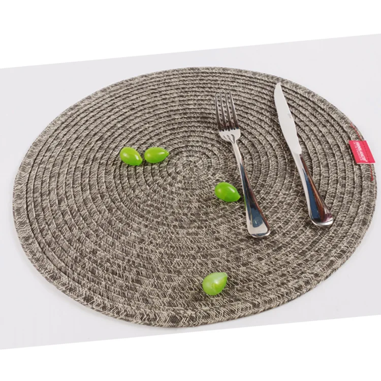 

Round Hand-Woven Table Mat Placemat Non-Slip Insulation Food Pot Mat