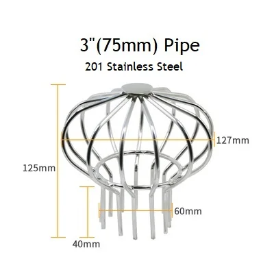 Крыша из нержавеющей стали сетка водосточная ПВХ труба вставка сливного фильтра фильтр листья канализационных стоков вставка крышка желоба - Цвет: 201-75mm