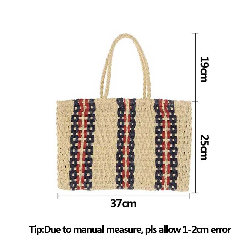 Summer Women Fashion Straw Bags INS Popular Beach Female Handbag Lady Large Handmade Shoulder Bag Travel Knitted Bolsa SS3225 (10)