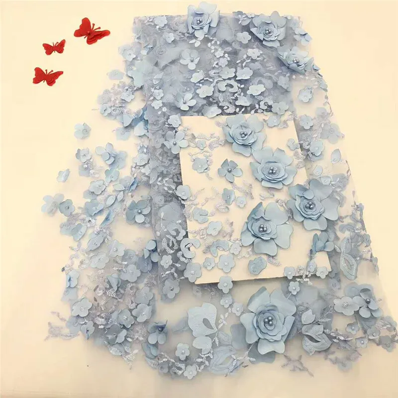 

2018 New style French net lace fabric 3D flower African tulle mesh lace fabric high quality nigerian lace fabrics A1006-2