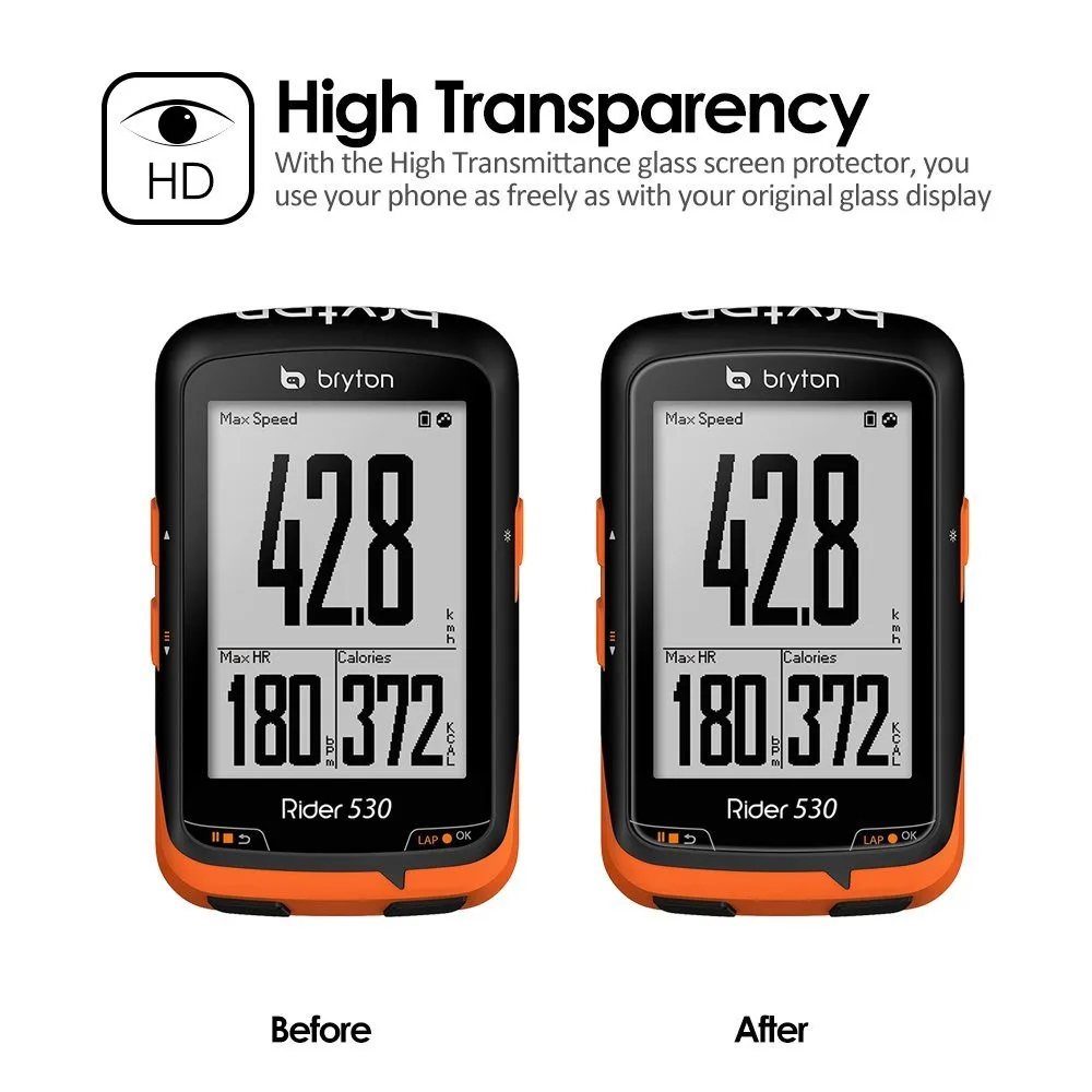 9H Tempered Glass Film For Bryton Rider 410/Rider 530 Screen Protector Explosion Proof Anti Scratch Anti-Shatter Protective Film