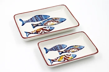 

Handmade rectangular 2 ceramic serving plates