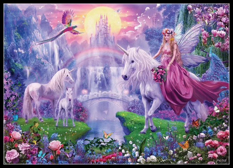 Fairy On Unicorn Counted Cross Stitch Kits Diy Handmade Needlework 