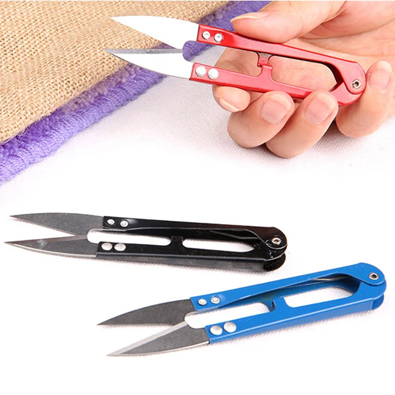

2pcs Multicolor Useful Trimming Scissors Nippers U Shape Clippers Sewing Embroidery Thrum Yarn stainless steel