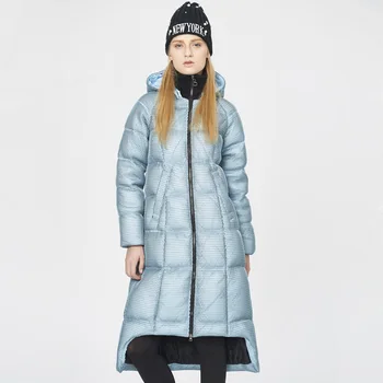 

2018 winter new women's asymmetric hooded jacket fashion winter long coat