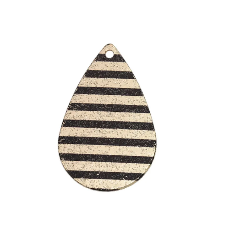 

Doreen Box Iron Based Alloy Enamel Painting Pendants Drop Gold Color Black Stripe Sparkledust 28mm(1 1/8") x 18mm( 6/8"), 3 PCs