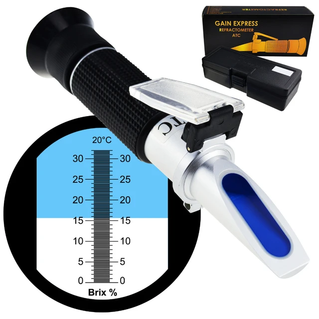 Refractomètre Portable Noir : Contrôle Sucre et Qualité Fruits, ATC, Brix  0-32%