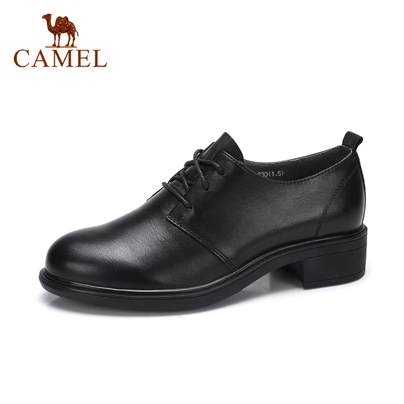 

CAMEL New Women Single Shoes For Ladies Genuine Leather Med Heel Pumps Spring New Collect Retro Casual Crosstied Dress Shoes