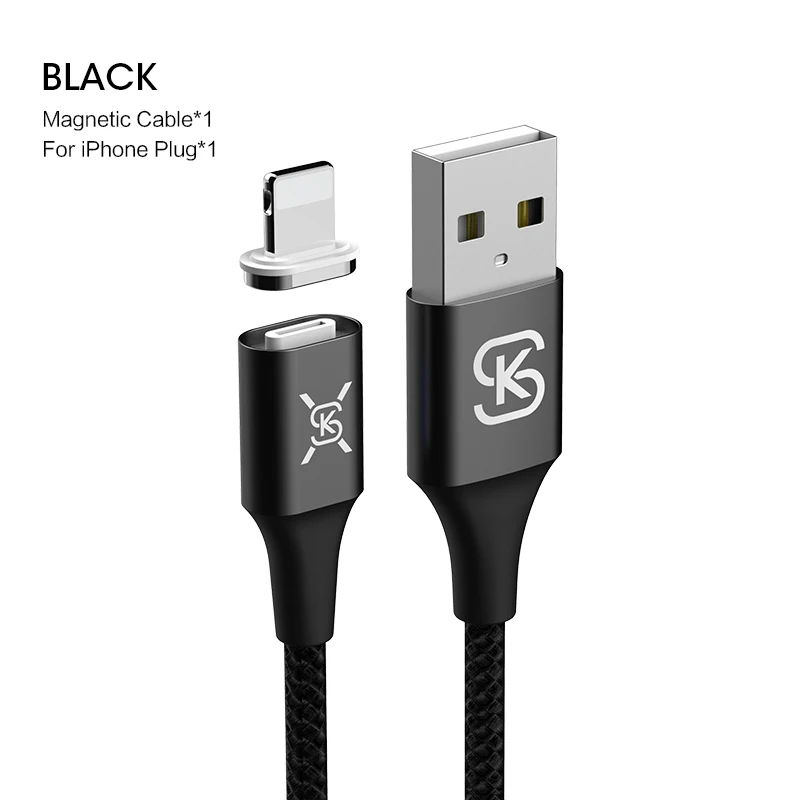 SIKAI 3A Магнитный зарядный кабель Micro USB C 3 в 1 для iPhone, магнитный Android кабель для быстрой зарядки и синхронизации данных, автомобильное зарядное устройство - Цвет: IOS cable