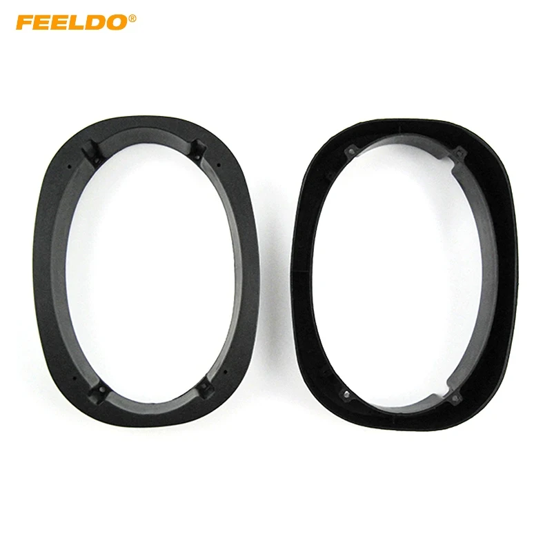 

FEELDO 2pcs Black 6x9 Car Stereo Speaker Spacer Pad Adapter for General Use All Cars Beveled Speaker Mat Ring Set #6051