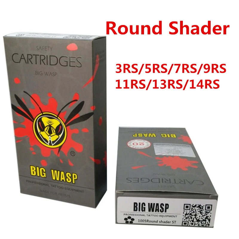 20pcs/box BIGWASP Gray Disposable Needle Cartridge Round Shader Tattoo 1RS/3RS/5RS/7RS/9RS/11RS/13RS/14RS | Красота и здоровье