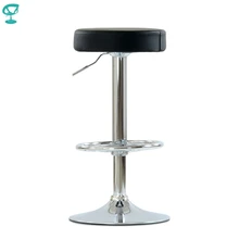 N130CrPuBlack Barneo N-130 черная эко-кожа кухонный барный стул с мягким сиденьем на газ-лифте ножка хром высокий барный табурет мебель для кухни табурет для нейл-бара лабораторная мебель по России