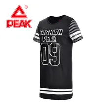 PEAK women round neck medium length basketball jerseys, short sleeved multi touch letter printing summer half sleev