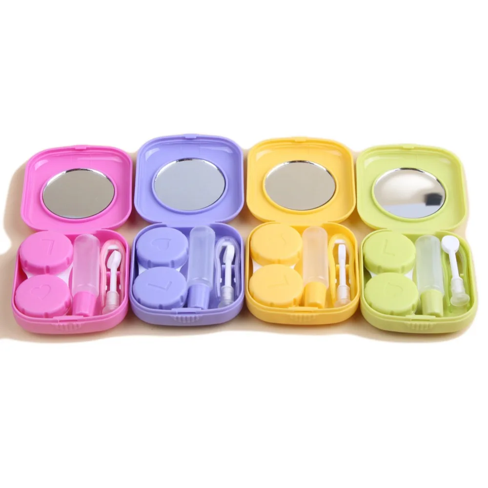 

2019 New Fashion Lovely Pocket Mini Contact Lens Case Travel Kit Easy Carry Mirror Lenses Box Container 4 Colors Free Shipping