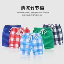 Повседневные шорты; Детские классические пляжные шорты; одежда для детей; короткие шорты в клетку для маленьких мальчиков; хлопковые клетчатые шорты