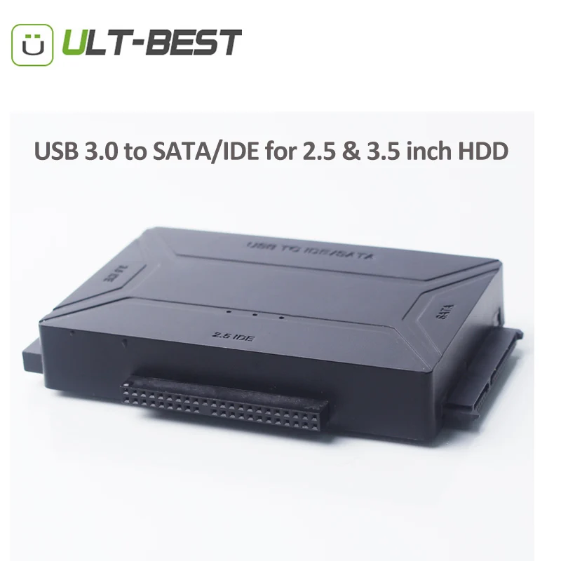 

ULT-BEST USB to IDE SATA Converter Adapter Hard Drive Disk SATA to USB3.0 for 2.5/3.5/5.25 Optical Drive HDD SSD with Power