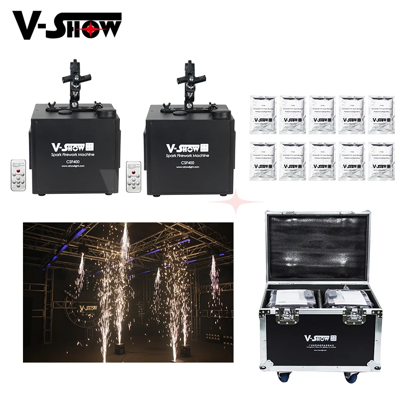 

2pcs With Case And 10 Bags Powder 400w Fall Firework Spark Wedding Machine Dmx Remote Control Ceiling Stage Effect Machine
