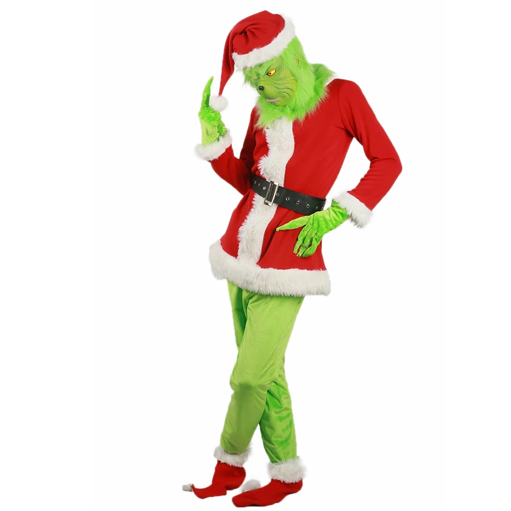 Das Grinch Kostüm Cosplay Herren Weihnachten Santa Kostüm Outfit Set Weihnachten