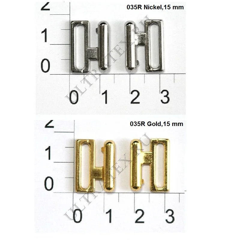 Metal lock for bra or swimsuits nickel gold 15 mm 17 (50 sets) 100 pcs per pack woman accessories | Дом и сад