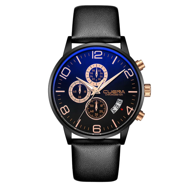 Buy Men Business Genuine Leather Sub Dials Glow in